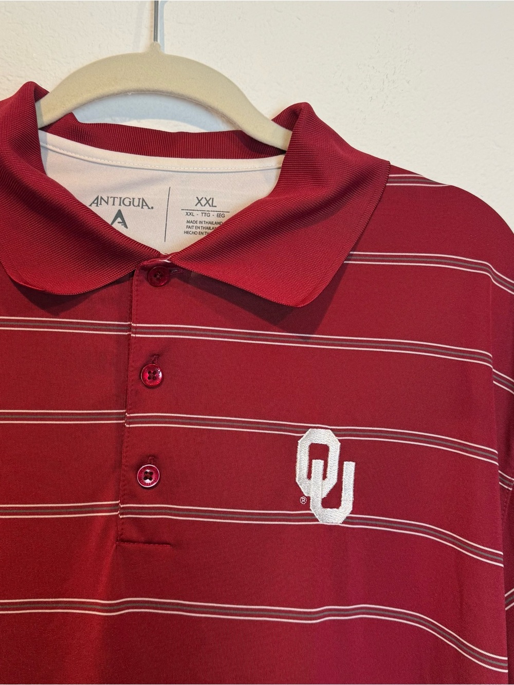 Antigua Oklahoma Sooners OU Polo Men XXL Red Athleisure Embroidered Logo College